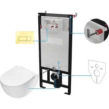 Klozet Deante WC set Peonia 6v1, podomítkový systém + toaleta - CDEZ6ZPW