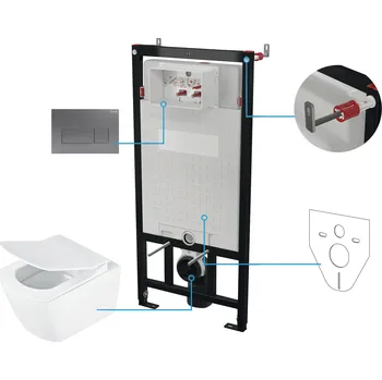 Klozet Deante WC set Anemon 6v1, podomítkový systém + toaleta - CDZT6ZPW