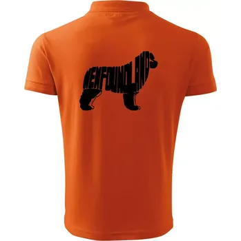 Pánská košile Novofundlandský pes - nápis v tělě - Polokošile pánská Pique Polo 203 - 4XL ( Oranžová )