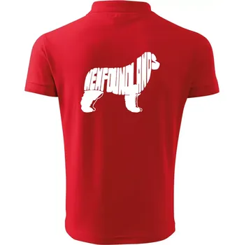 Pánská košile Novofundlandský pes - nápis v tělě - Polokošile pánská Pique Polo 203 - 3XL ( Červená )