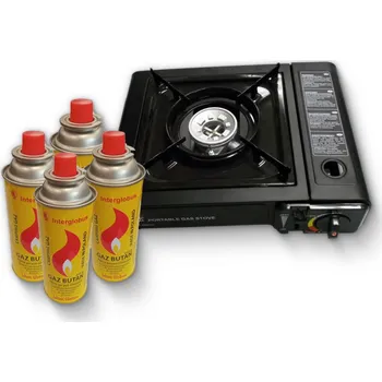 Turistický vařič Vařič plynový 605243 a 4 ks plynových kartuší 400ml 606149