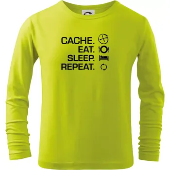Eat sleep repeat Cache - Triko dětské Long Sleeve - 134 cm/8 let ( Limetková )