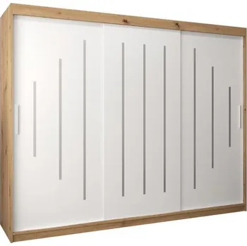 Šatní skříň Šatní skříň s posuvnými dveřmi YORK - 250x200cm -Dub Artisan-Bílá-