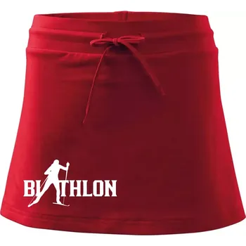 Dámská sukně Biathlon nápis - Sportovní sukně - two in one - S ( Červená )