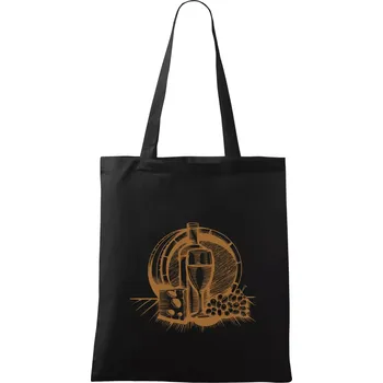 Nákupní taška Sud vína - Taška bavlněná - 42 x 38 cm ( Černá )