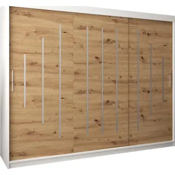Šatní skříň Šatní skříň s posuvnými dveřmi YORK - 250x200cm -Bílá-Dub Artisan-