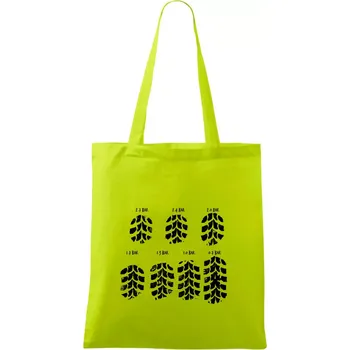 Pneumatiky - obtisk v závislosti na tlaku - Taška bavlněná - 42 x 38 cm ( Limetková )