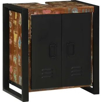 Koupelnový nábytek vidaXL Skříňka pod umyvadlo s policí Hnědá Masivní obnovované dřevo [4016011]