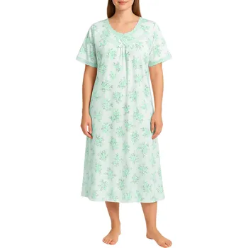 Body Bavlněná noční košile dlouhá Agátka 6527 4XL světle zelená