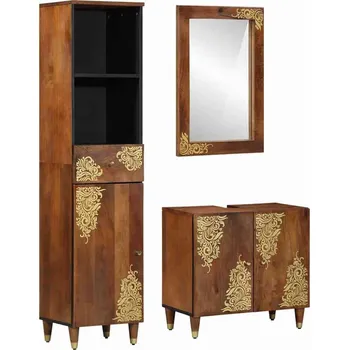 Koupelnový nábytek vidaXL Sada koupelnových skříněk se zásuvkou 3 pcs Medová hnědá [3310148]