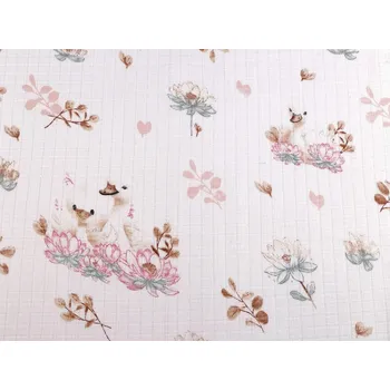 Bavlněná plenkovina / mušelín zvířátka METRÁŽ - 1 (360T) bílá