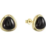 Pozlacené náušnice trojúhelník s pravým onyxem 11728.3