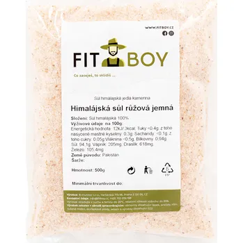 Kuchyňská sůl FITBOY Himálajská sůl růžová jemná 500g 500g