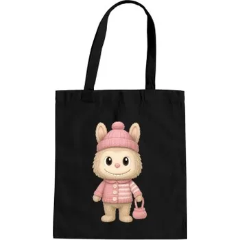 Žertovný předmět Panenka Bubu ve svetru - taška s potiskem – dárek pro fanoušky Labubu- Tričkový.cz