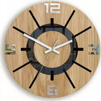 Hodiny Nástěnné hodiny Aksel Wood černo-zrcadlové