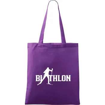 Biathlon nápis - Taška bavlněná - 42 x 38 cm ( Fialová )