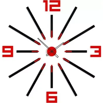 Hodiny 3D nalepovací hodiny Big Sheen černo-červené