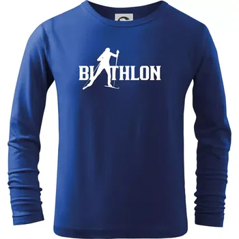 Chlapecké tričko Biathlon nápis - Triko dětské Long Sleeve - 146 cm/10 let ( Královská modrá )