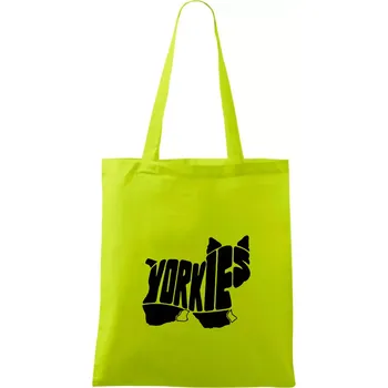 Jorkšírský teriér - Yorkie - Nápis v těle - Taška bavlněná - 42 x 38 cm ( Limetková )