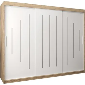 Šatní skříň Šatní skříň s posuvnými dveřmi YORK - 250x200cm -Dub Sonoma-Bílá-