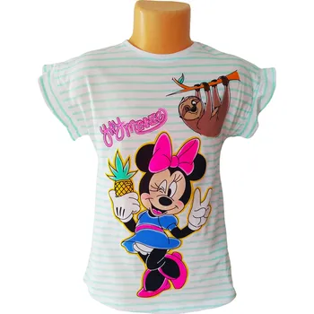 Dívčí oblečení Sun City Dívčí noční košile MINNIE s proužky krátký rukáv Mentolová, Velikost: 98 98