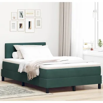 Postel vidaXL LED box pružinová postel s čelo Tmavě zelená 120 x 200 cm samet [3342581]