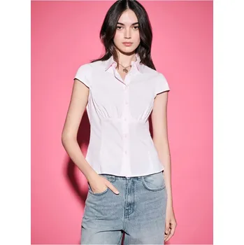 Dámská móda Košile s&nbsp;krátkými rukávy - XS - House - pastelově růžová - 378GH-03X