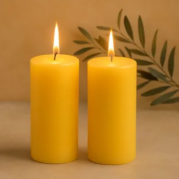 Svíčka Žlutá parafínová svíčka 25 cm, 180 h hoření, sada 2 ks