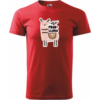 Pánské tričko ON-DESIGN Tričko s NO PROB-LLAMA 2 Velikost: 134 cm/8 let, Barva: červená