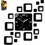 3D nalepovací hodiny Roman Quadrat černé