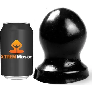 Anální kolík Xtrem Mission Snowball, černý vinylový anální kolík 15 x 12 cm