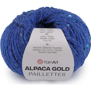 Galanterie YarnArt - Alpaca Gold s flitry 50 g (1 ks) modrá královská