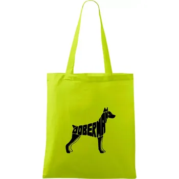 Dobrmans - nápis v tělě - Taška bavlněná - 42 x 38 cm ( Limetková )