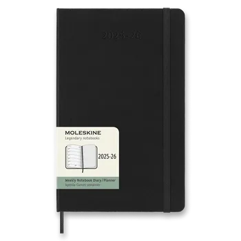 Diář Moleskine 2025-26 - 18měsíční diář v tvrdých deskách - velikost L, týdenní, černý