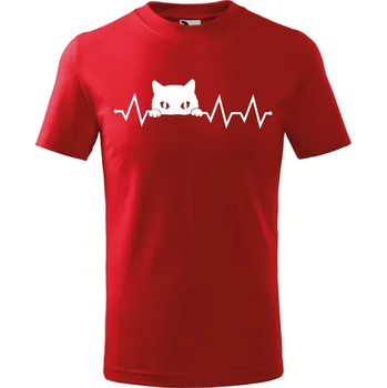 Chlapecké tričko Dětské tričko s potiskem Tep kočka Velikost: 158/12 let, Barva trička: Červená