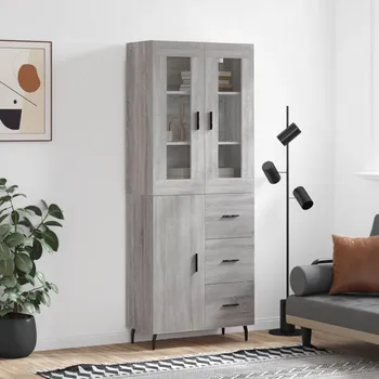 vidaXL Skříň highboard 69,5 x 34 x 180 cm kompozitní dřevo [3198482] Barva: šedá sonoma
