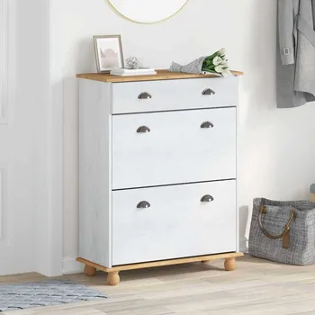 Botník vidaXL Skříň na obuv ASKIM Bílá 85 x 35 x 108 cm Masivní borové dřevo [4105438]