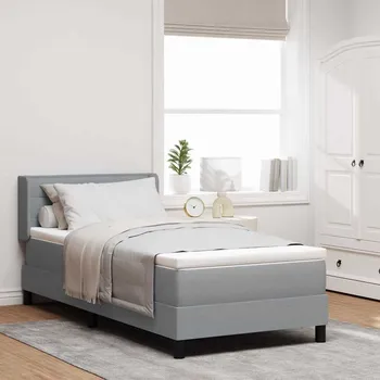 Postel vidaXL Postel boxspring s matrací s matrací Světle šedá 90 x 190 cm [3341013]