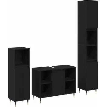 Koupelnový nábytek vidaXL Sada koupelnového nábytku 3 pcs Černý dub kompozitní dřevo [3378515]