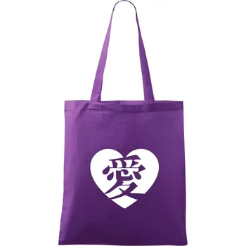 Láska japonština čínština - Taška bavlněná - 42 x 38 cm ( Fialová )