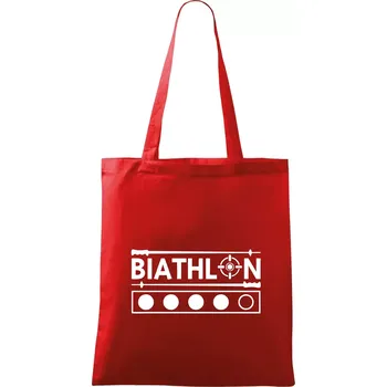 Nákupní taška Biathlon terč a hůlky - Taška bavlněná - 42 x 38 cm ( Červená )