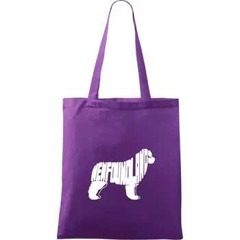Novofundlandský pes - nápis v tělě - Taška bavlněná - 42 x 38 cm ( Fialová )