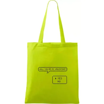 Will you be my Valentine - Taška bavlněná - 42 x 38 cm ( Limetková )