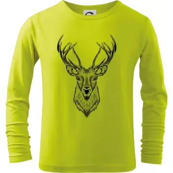 Dětská móda Jelen kresba - Triko dětské Long Sleeve - 122 cm/6 let ( Limetková )