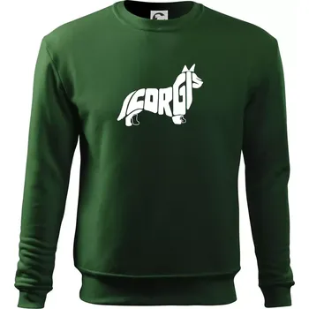 Corgi - nápis v těle - Mikina Essential dětská - 158 cm/12 let ( Lahvově zelená )