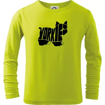 Dětská móda Jorkšírský teriér - Yorkie - Nápis v těle - Triko dětské Long Sleeve - 122 cm/6 let ( Limetková )