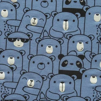 Bavlněný úplet šíře 160 cm - Medvídci na modré (50cm)