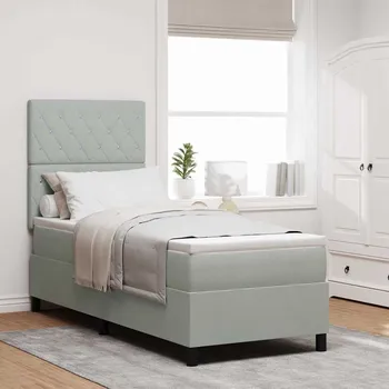 Postel vidaXL Postel s boxspringem s matrací Světle šedá 80 x 200 cm textil [3339728]