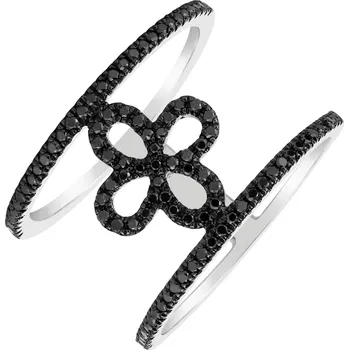 Prsten Prsten s černými diamanty Gorgeous Flower