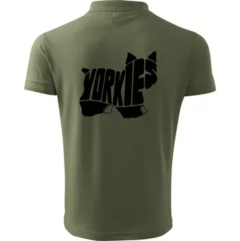 Pánská košile Jorkšírský teriér - Yorkie - Nápis v těle - Polokošile pánská Pique Polo 203 - 5XL ( Khaki )